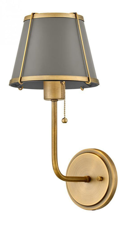 Hinkley Clarke Medium Single Light Sconce Lacquered Dark Brass, Dark Matte Grey