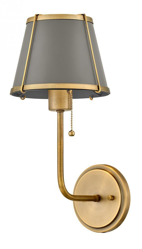 Hinkley Clarke Medium Single Light Sconce Lacquered Dark Brass with Dark Matte Grey