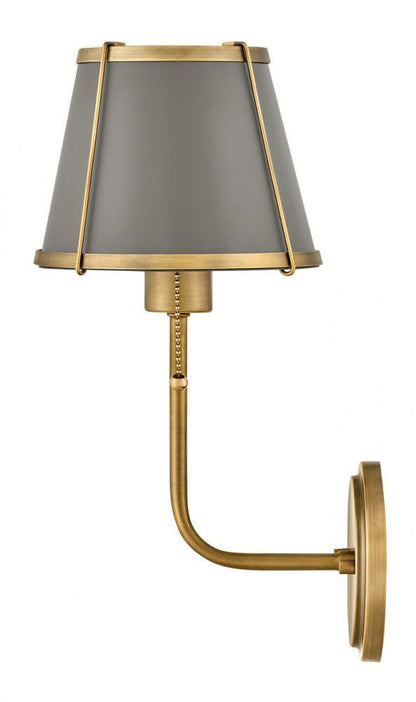Hinkley Clarke Medium Single Light Sconce Lacquered Dark Brass, Dark Matte Grey 7.25"W x 15.75"H x 8.75"L Metal Shade