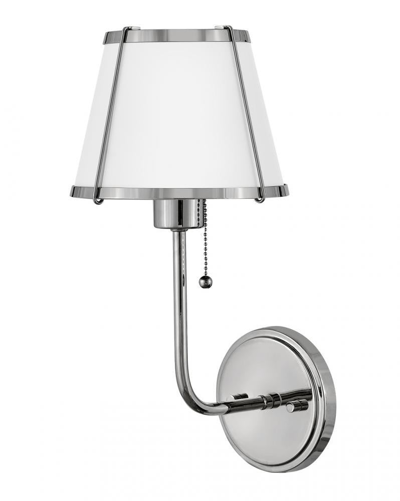Hinkley Clarke Medium Single Light Sconce Polished Nickel with Matte White