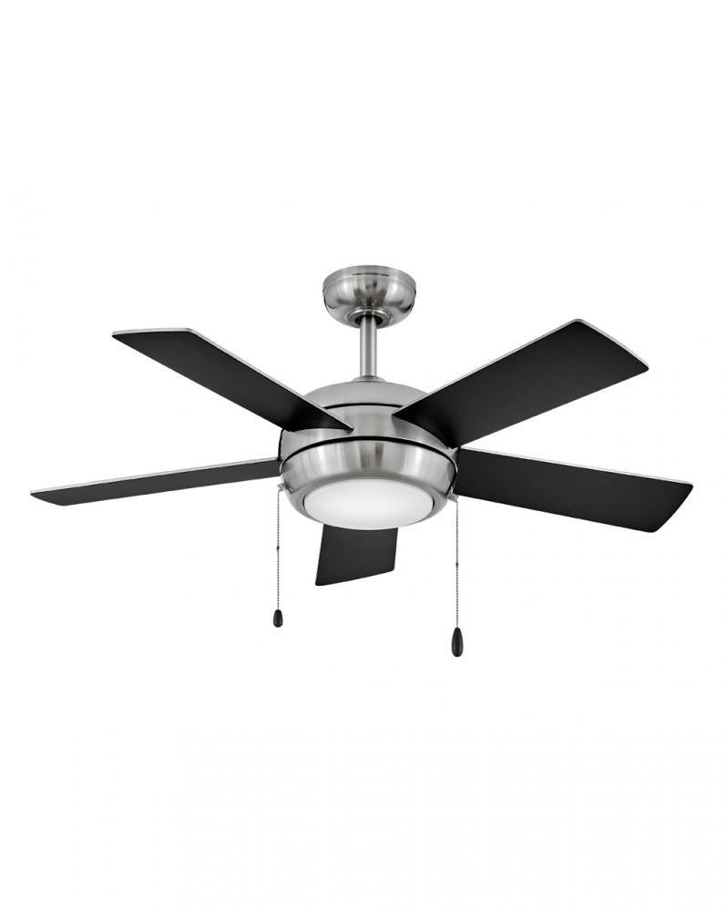 Hinkley Croft Ceiling Fan, 5-Blade, 1-Light, LED, Brushed Nickel, Matte Black Blades, Etched Opal Glass, 42"W (904042FBN-LIA 9U2CX)