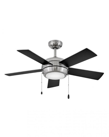 Hinkley Croft Ceiling Fan, 5-Blade, 1-Light, LED, Brushed Nickel, Matte Black Blades, Etched Opal Glass, 42"W (904042FBN-LIA 9U2CX)