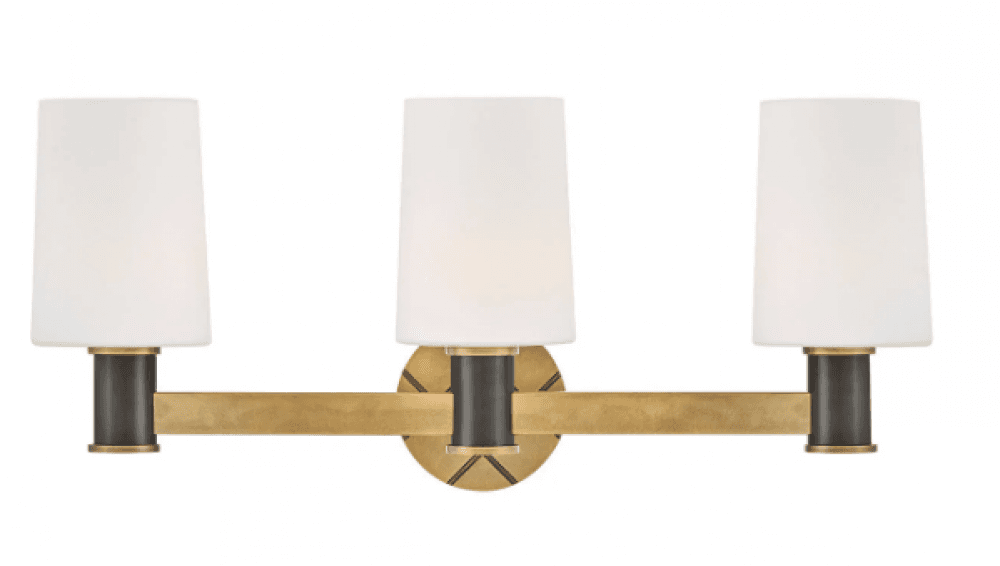 Hinkley Declan Vanity Light Heritage Brass, Black