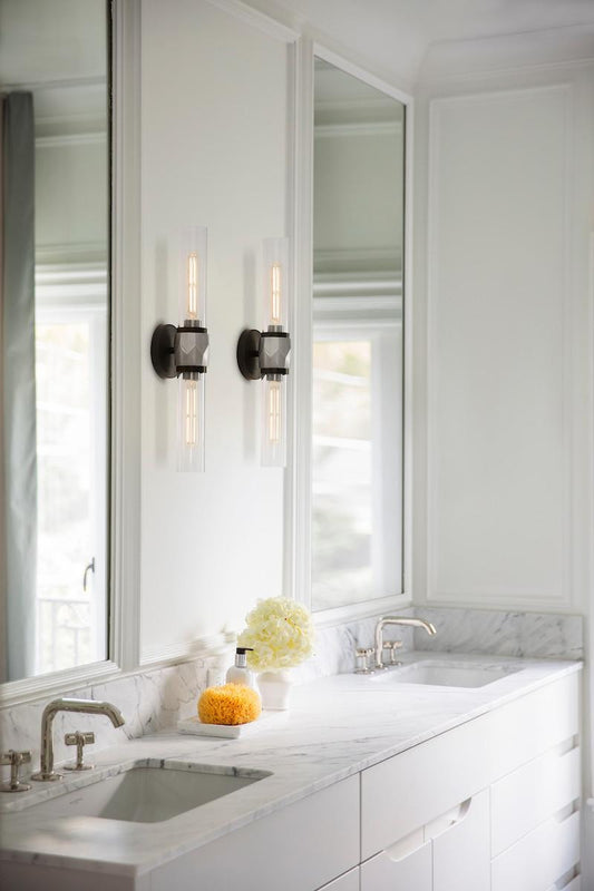 Hinkley Ellison Two Light Vanity Black, Heritage Brass