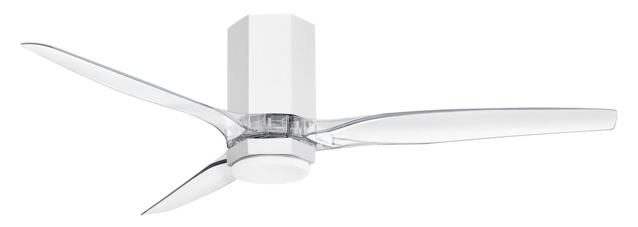 Hinkley Facet 52" LED Smart Fan Matte White 52"W x 12"H Clear Acrylic Blades