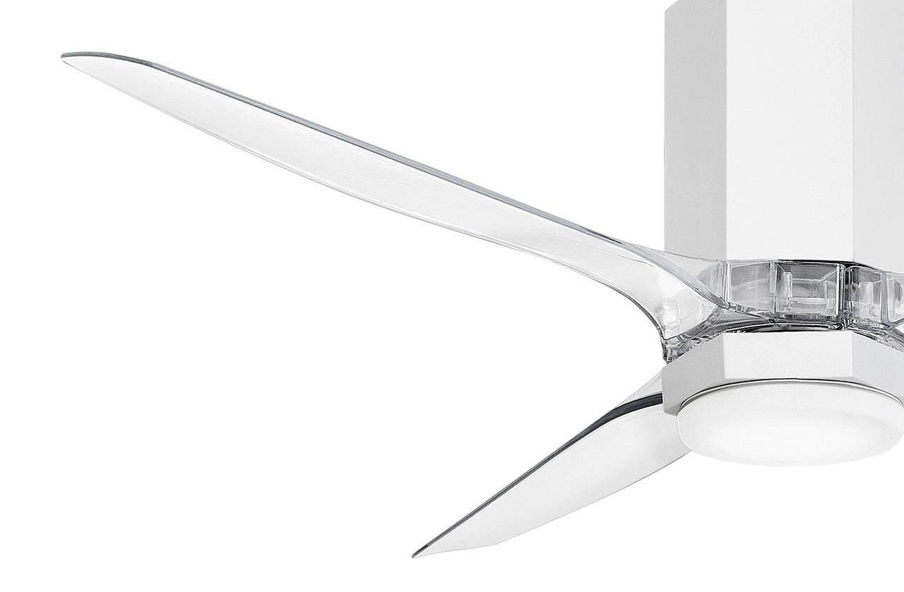 Hinkley Facet 52" LED Smart Fan Matte White 52"W x 12"H Clear Acrylic Blades