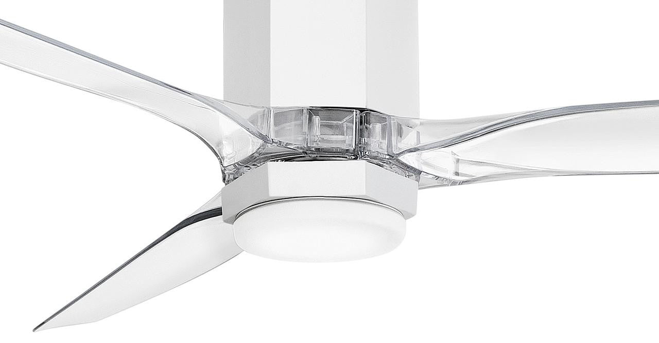 Hinkley Facet 52" LED Smart Fan Matte White 52"W x 12"H Clear Acrylic Blades