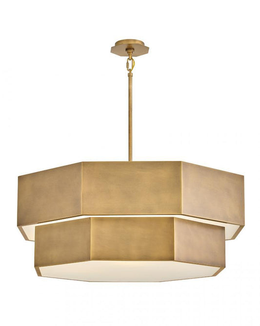 Hinkley Facet Medium Convertible Chandelier Heritage Brass