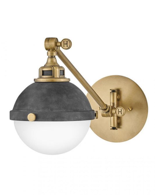 Hinkley Fletcher Small Single Light Sconce Aged Zinc