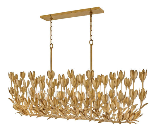 Hinkley Flora Ten Light Linear Chandelier Textured Plaster
