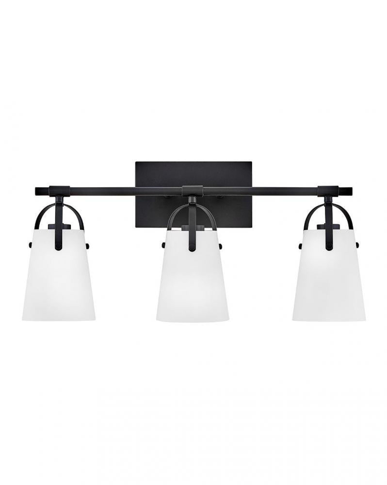 Hinkley Foster Medium Three Light Vanity Black Etched Opal