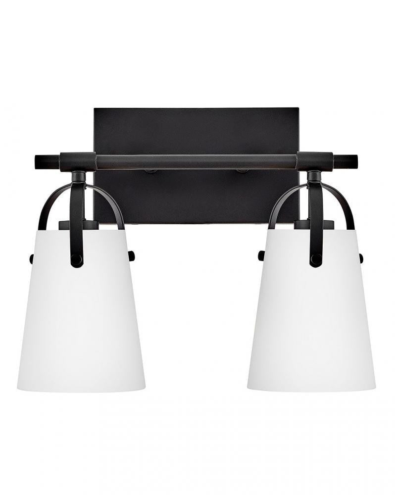 Hinkley Foster Small Two Light Vanity Black Etched Opal