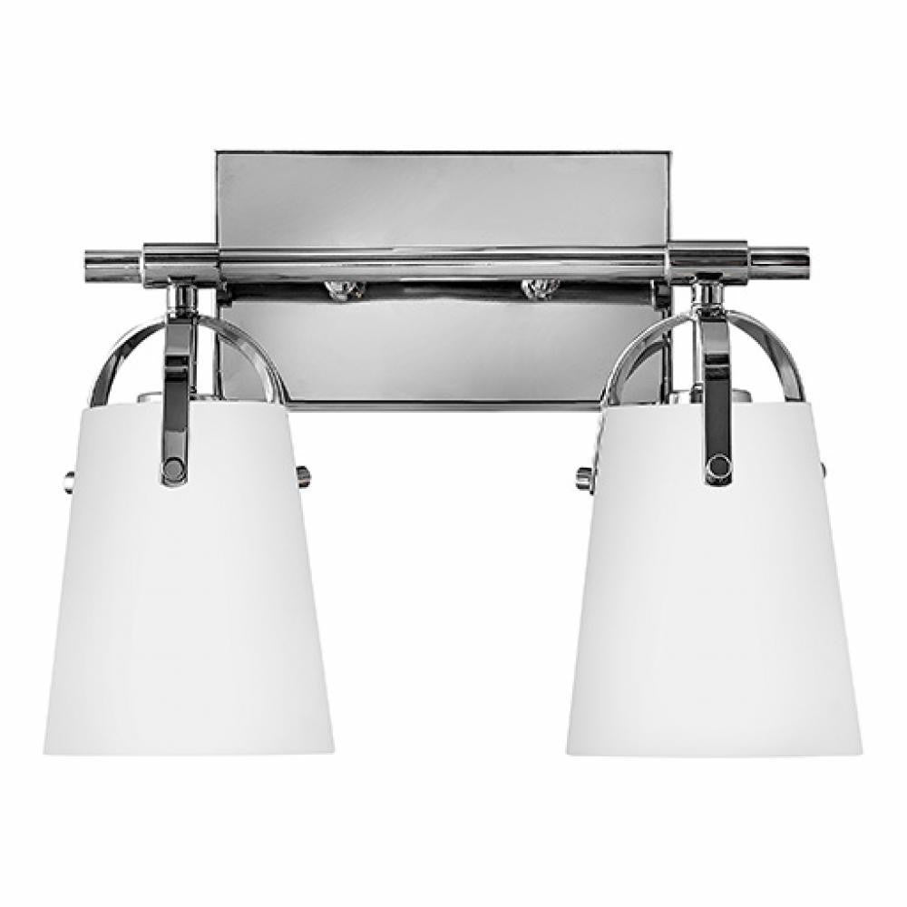 Hinkley Foster Small Two Light Vanity Chrome Etched Opal
