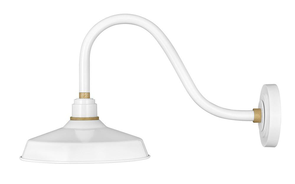 Hinkley Foundry Medium Gooseneck Barn Light Gloss White, Brass 12"W x 13.75"H
