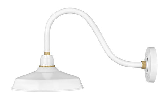 Hinkley Foundry Medium Gooseneck Barn Light Gloss White, Brass 12"W x 13.75"H