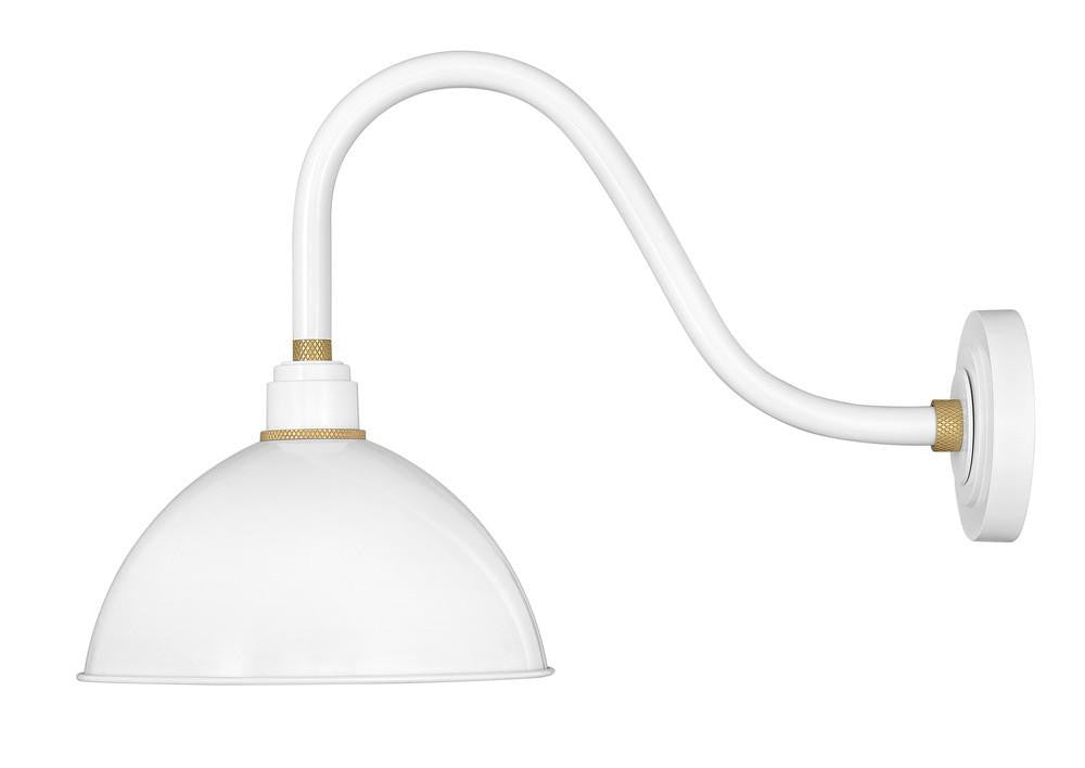 Hinkley Foundry Medium Gooseneck Barn Light Gloss White, Brass