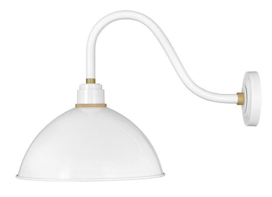 Hinkley Foundry Medium Gooseneck Barn Light Gloss White, Brass