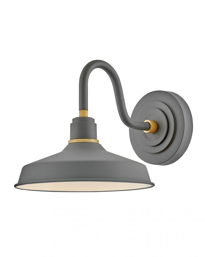 Hinkley Foundry Small Gooseneck Barn Light Dark Matte Gray, Brass