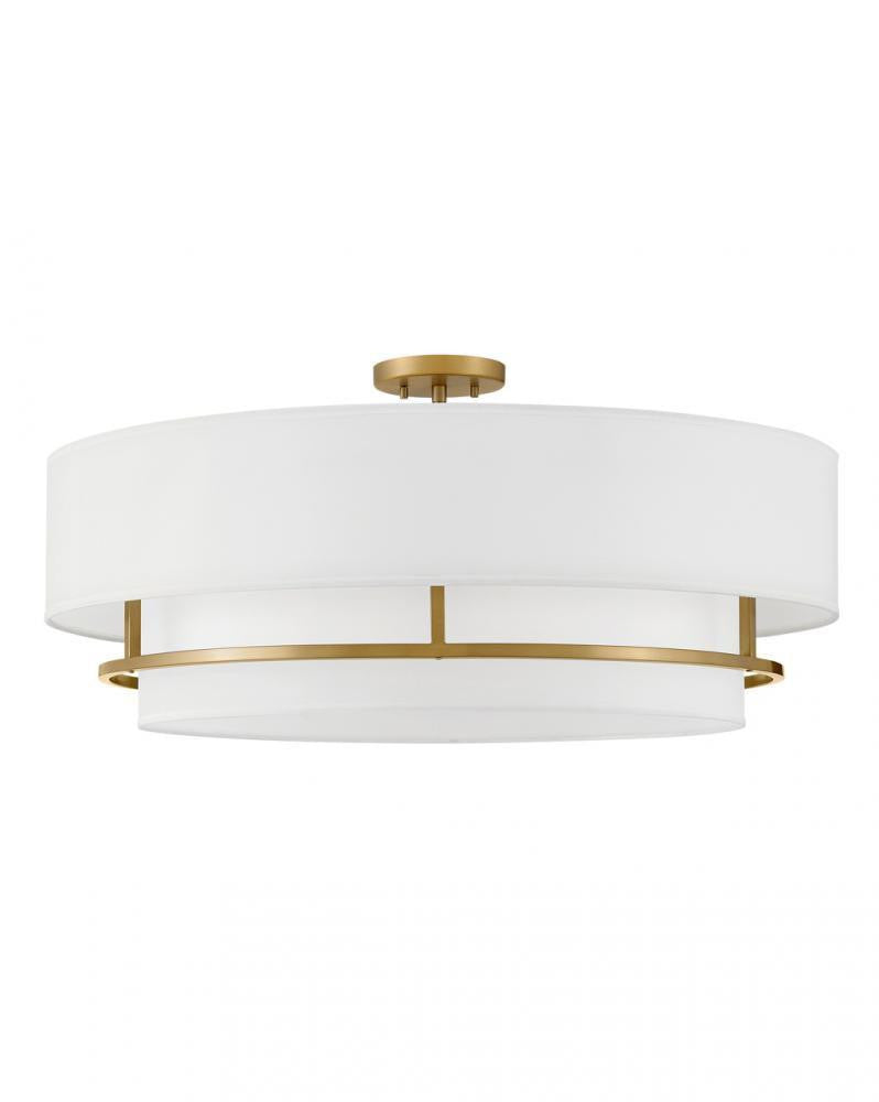 Hinkley Graham Extra Large Convertible Semi-flush Mount Lacquered Brass, White