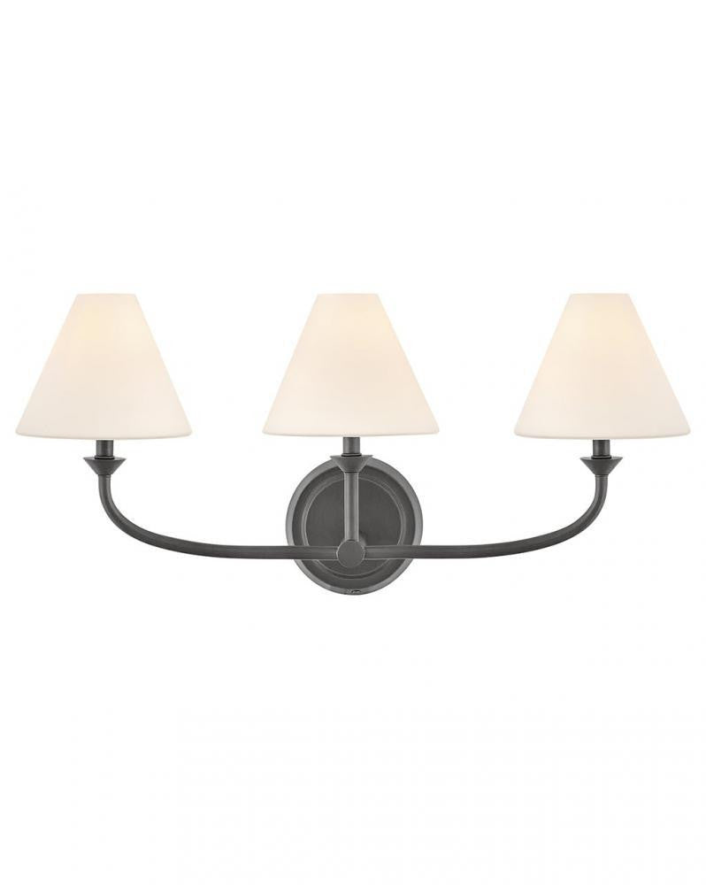Hinkley Greta Medium Three Light Vanity Blackened Brass