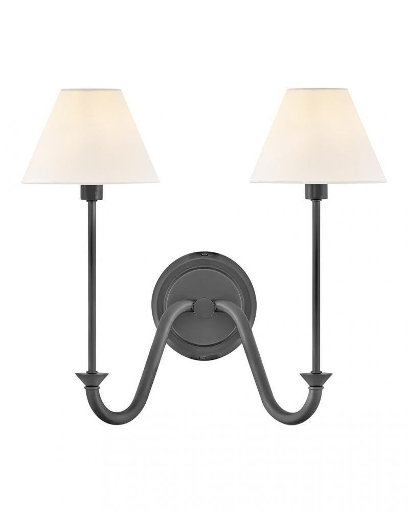 Hinkley Greta Medium Two Light Sconce Blackened Brass