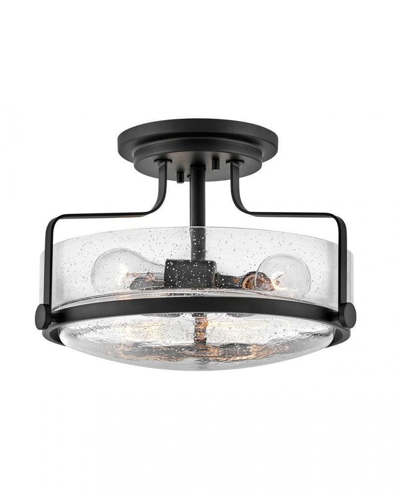 Hinkley Harper Medium Semi-Flush Mount, 3-Light, Black, 14.5"W (3641BK-CS 9Q9H8)