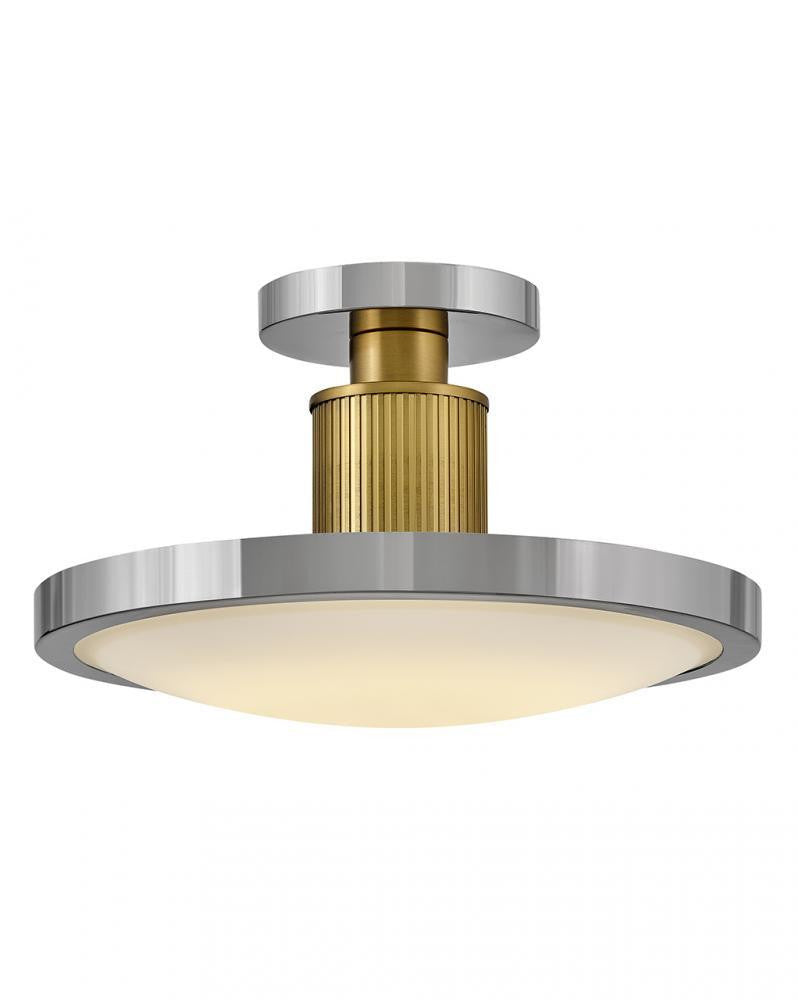 Hinkley Kieran Medium Semi-Flush Mount Polished Nickel, Lacquered Brass