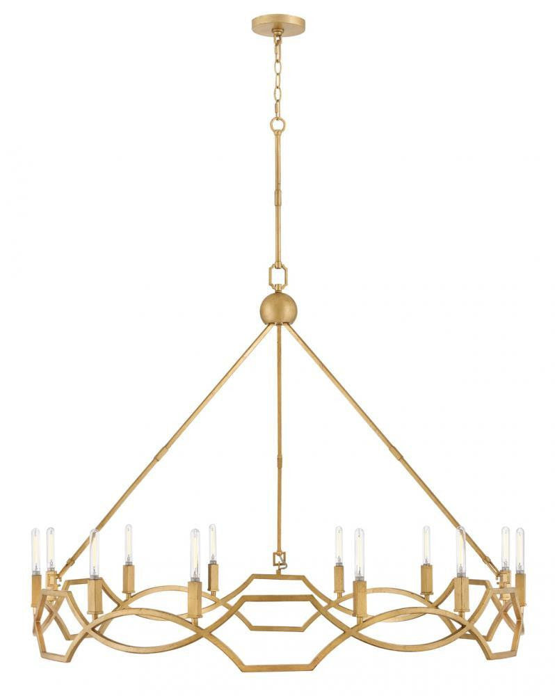 Hinkley Leona Large Chandelier Distressed Brass, Gold