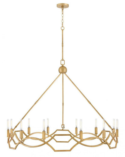 Hinkley Leona Large Chandelier Distressed Brass, Gold