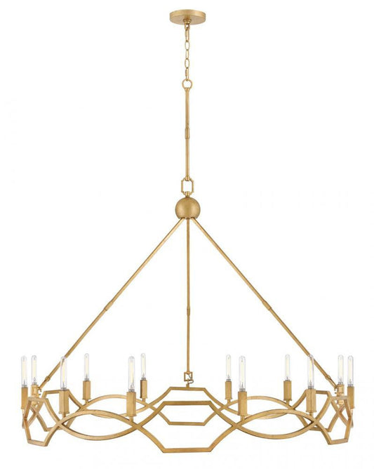 Hinkley Leona Large Chandelier Distressed Brass, Gold