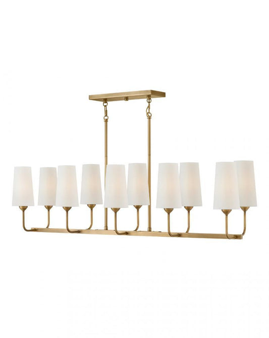 Hinkley Lewis Ten Light Linear Chandelier Heritage Brass