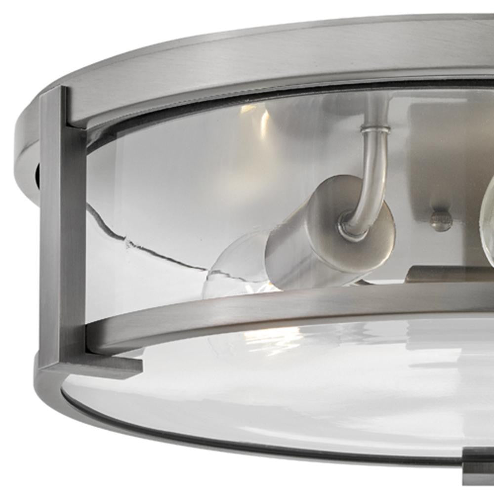 Hinkley Lowell Medium Flush Mount Antique Nickel Clear Glass