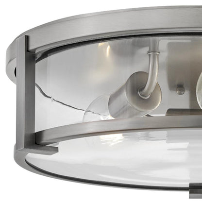Hinkley Lowell Medium Flush Mount Antique Nickel Clear Glass