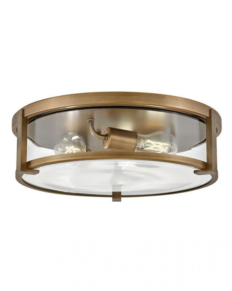 Hinkley Lowell Medium Flush Mount Brushed Bronze Clear Glass