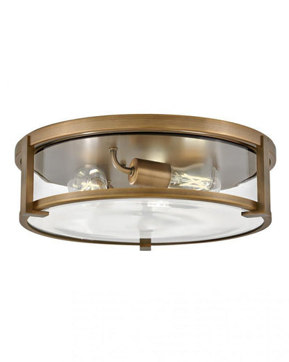 Hinkley Lowell Medium Flush Mount Brushed Bronze Clear Glass