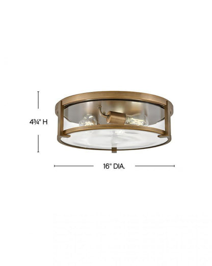 Hinkley Lowell Medium Flush Mount Brushed Bronze Clear Glass