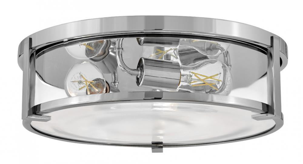 Hinkley Lowell Medium Flush Mount Chrome Clear Glass