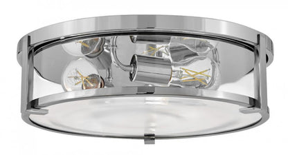 Hinkley Lowell Medium Flush Mount Chrome Clear Glass