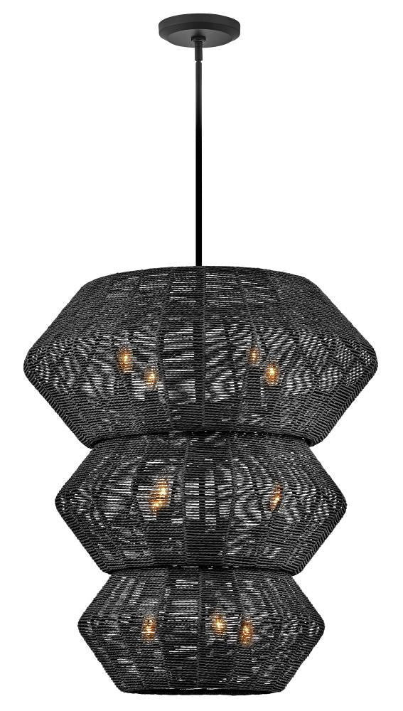 Hinkley Luca Double Extra Large Multi Tier Chandelier Black 27.75"W x 31.25"H x 27.75"L Black Shade