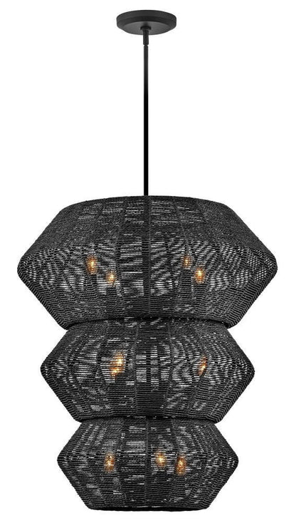 Hinkley Luca Double Extra Large Multi Tier Chandelier Black 27.75"W x 31.25"H x 27.75"L Black Shade