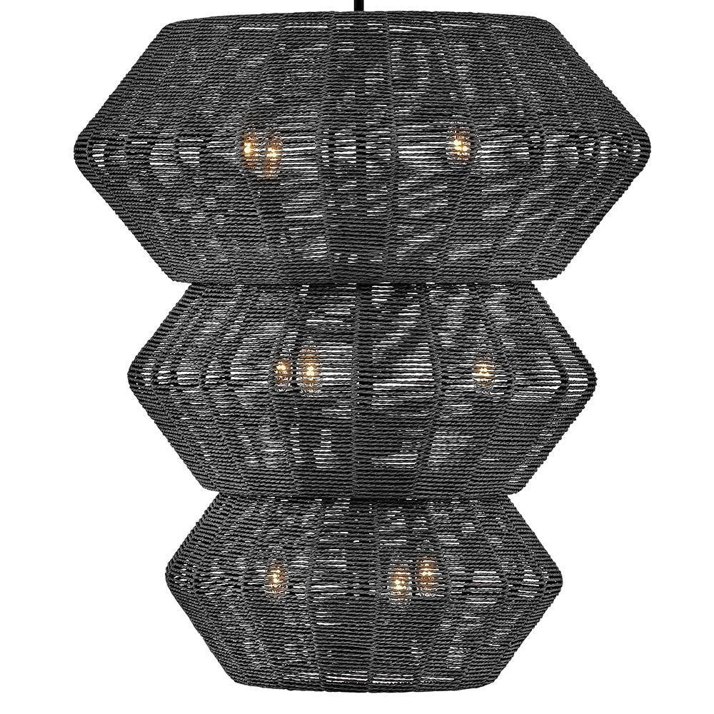 Hinkley Luca Double Extra Large Multi Tier Chandelier Black 27.75"W x 31.25"H x 27.75"L Black Shade