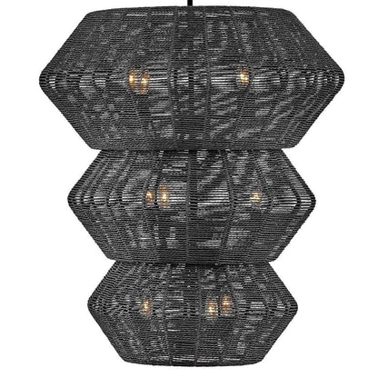 Hinkley Luca Double Extra Large Multi Tier Chandelier Black 27.75"W x 31.25"H x 27.75"L Black Shade