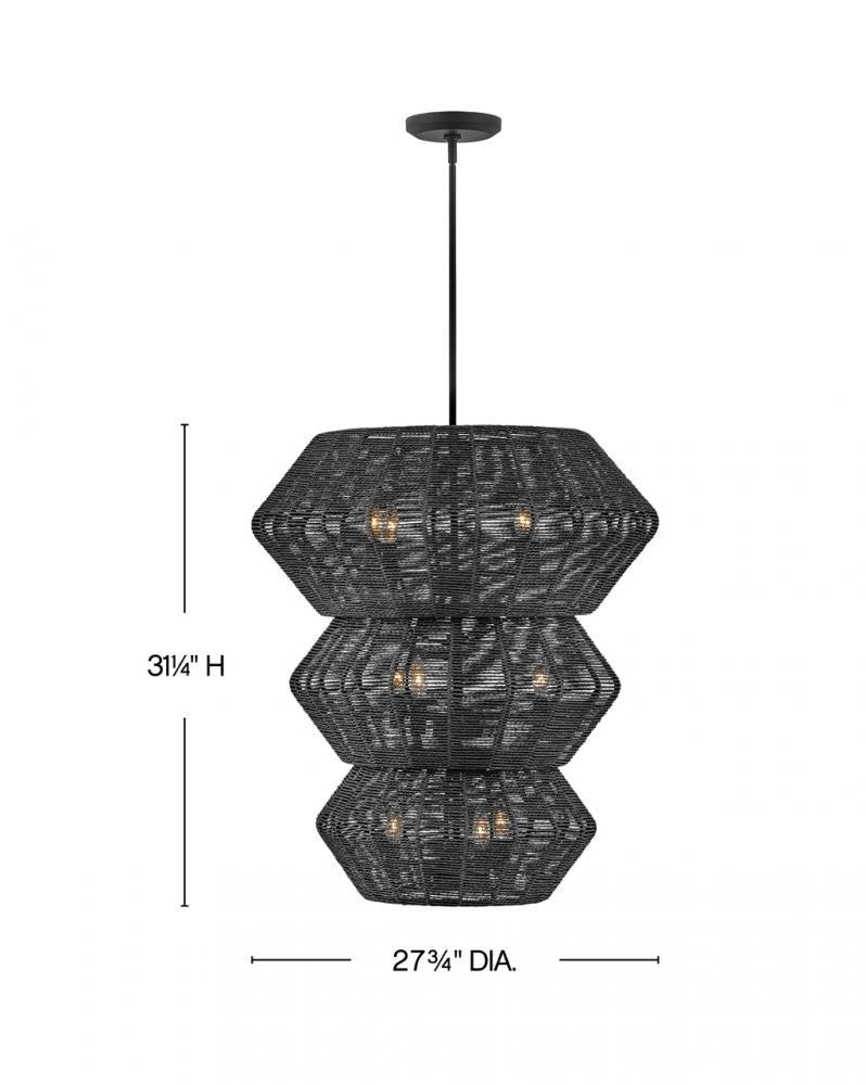 Hinkley Luca Double Extra Large Multi Tier Chandelier Black 27.75"W x 31.25"H x 27.75"L Black Shade