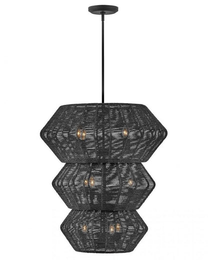 Hinkley Luca Double Extra Large Multi Tier Chandelier Black 27.75"W x 31.25"H x 27.75"L Black Shade