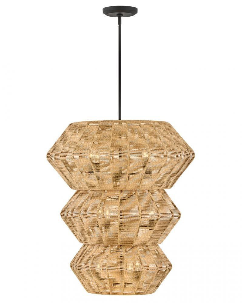 Hinkley Luca Double Extra Large Multi Tier Chandelier Black 27.75"W x 31.25"H x 27.75"L Camel Shade