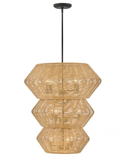 Hinkley Luca Double Extra Large Multi Tier Chandelier Black 27.75"W x 31.25"H x 27.75"L Camel Shade