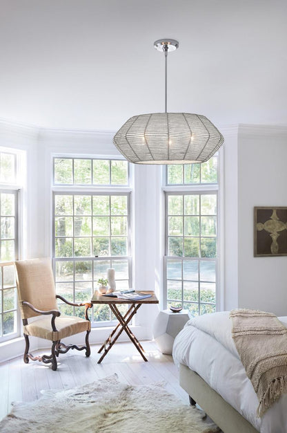 Hinkley Luca Drum Shade Chandelier, 3-Light, Chrome, 21.5"W (40383PCM 9Q9HY)