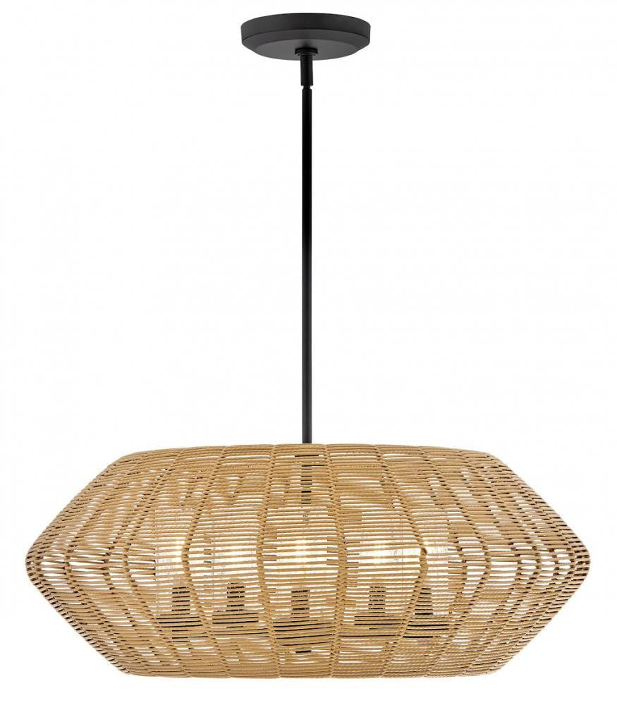 Hinkley Luca Medium Single Tier Chandelier Black 28.0"W x 10.75"H x 28.0"L Camel Shade