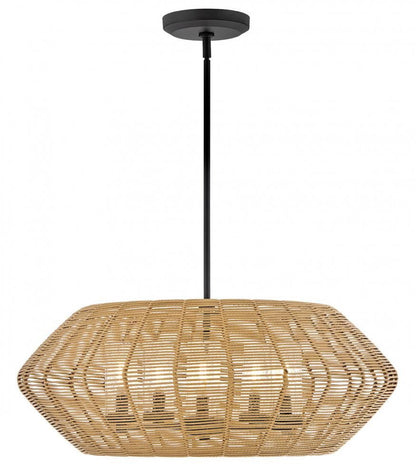Hinkley Luca Medium Single Tier Chandelier Black 28.0"W x 10.75"H x 28.0"L Camel Shade