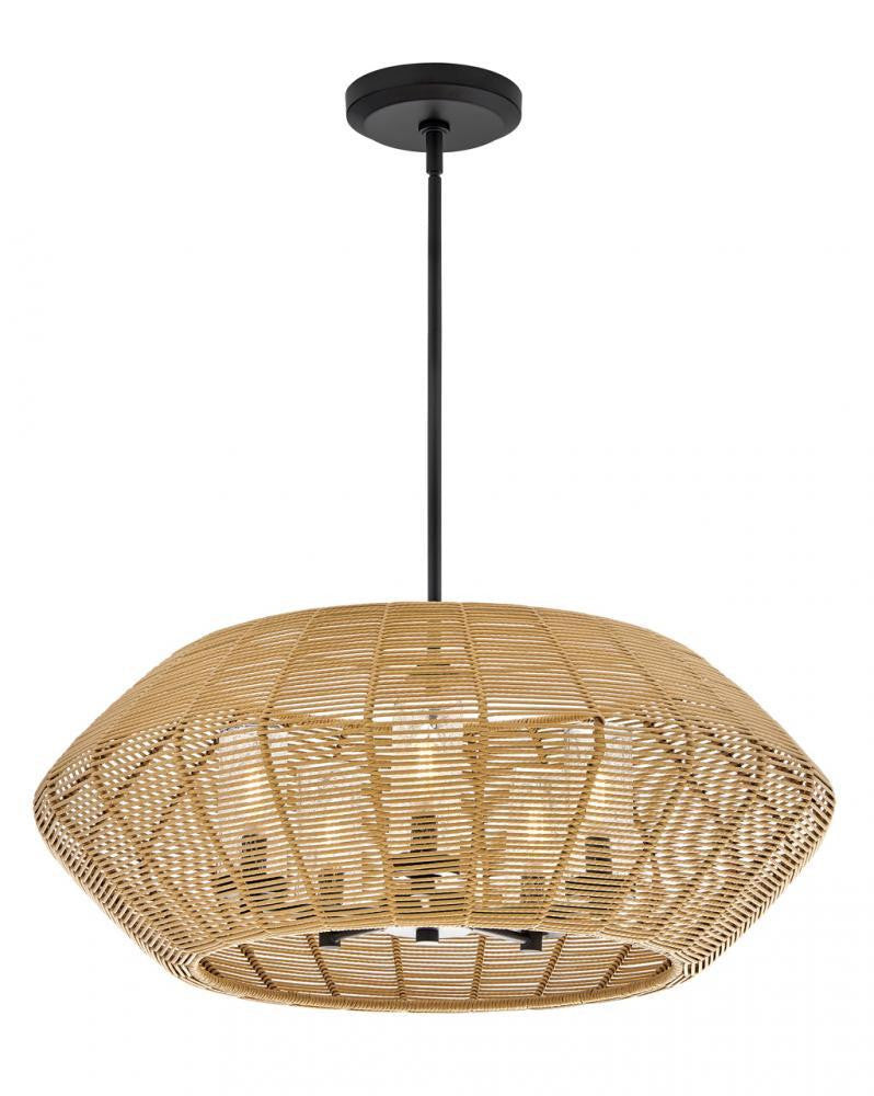 Hinkley Luca Medium Single Tier Chandelier Black 28.0"W x 10.75"H x 28.0"L Camel Shade